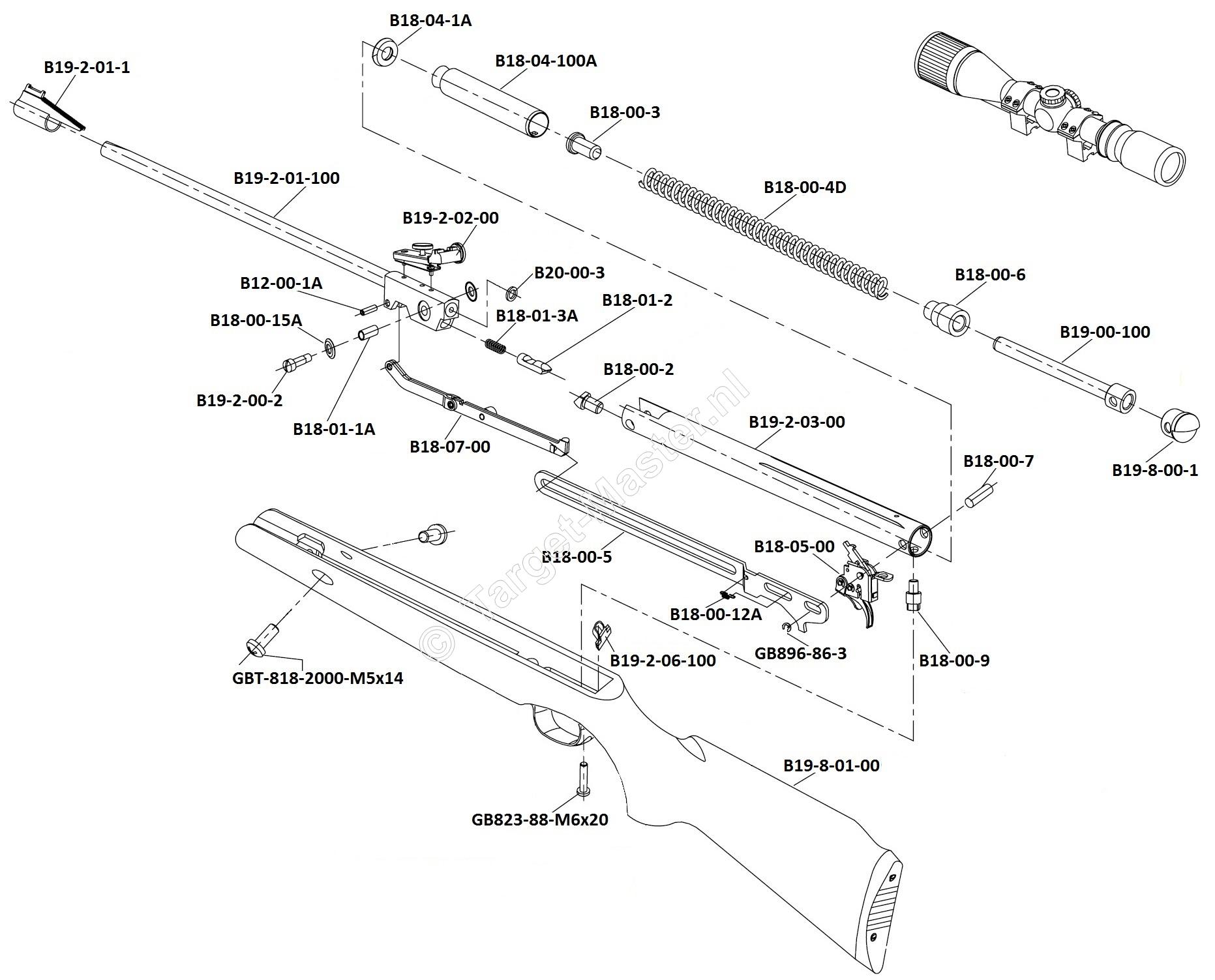 .CS1K77X, Parts Drawing Crosman Phantom 1000X CS1K77X